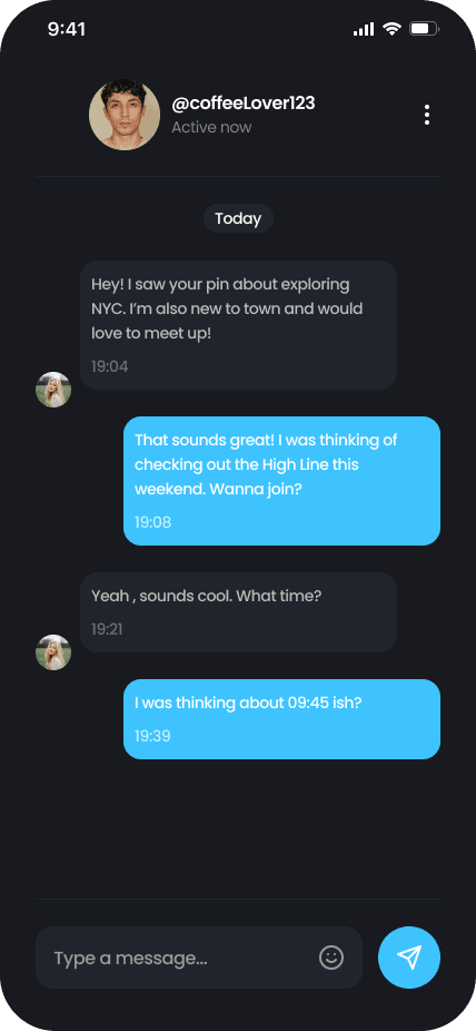 Private direct message in HashSac (dark mode)
