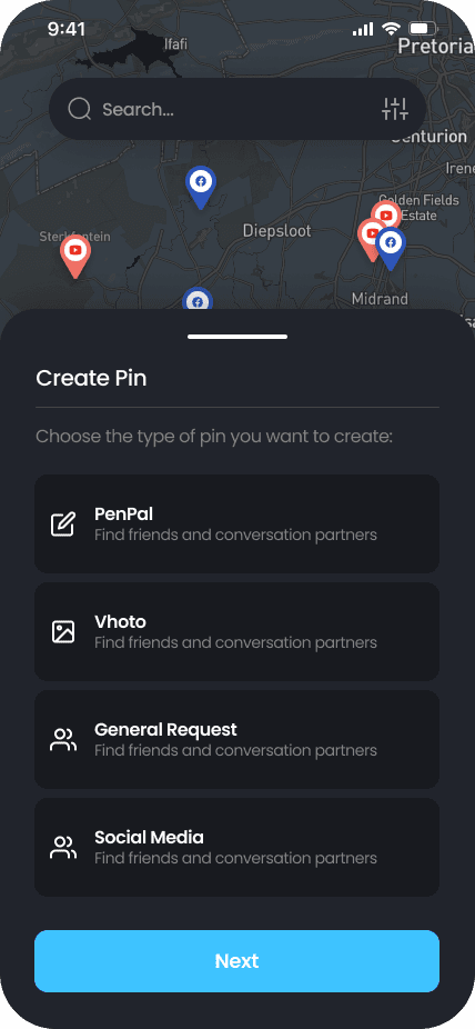 HashSac create pin flow (dark mode)