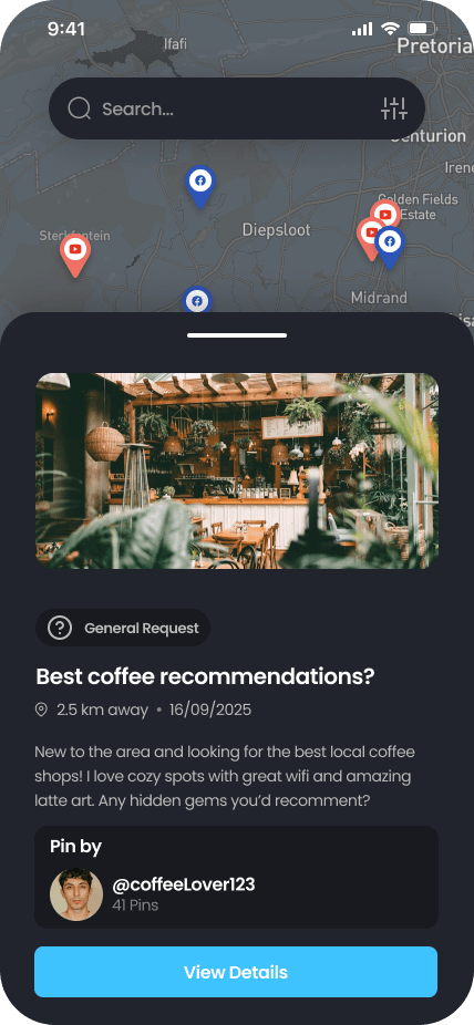 Request Pins preview (dark mode)